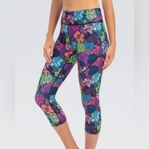 Dolfin Uglies Revibe Aqua Sao Paolo Floral Capri Swim Pants Bottoms Large NWOT.